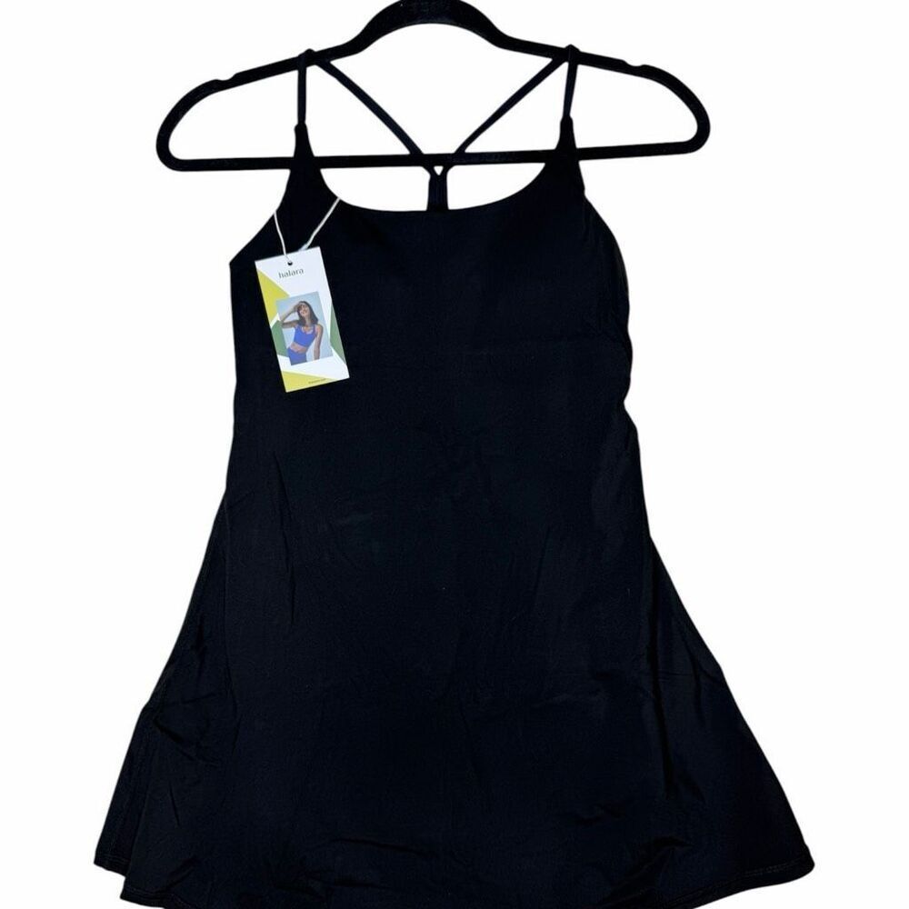 NEW Halara Girls Black Active Dress Built-In Shorts & Bra Size XL 13-14